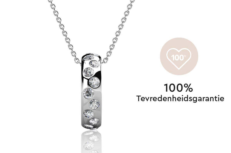 Yolora Dames Ketting met Hanger - Kalpa Camaka Kristallen - Zilverkleurig - 18K Witgoud Verguld - Vrouwen Collier Zilver - Sieraden - Halsketting - Luxe Giftbox - Geschenkdoos - Cadeau doos - Exclusieve Geschenkverpakking - Mooie Cadeauverpakking