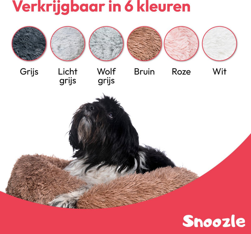 Snoozle Hondenmand - Superzacht en Luxe - Fluffy en Rond - Pluche Bruin - Donut - Hondenbed - Anti-Stress – 100cm Groot – Dark coffee