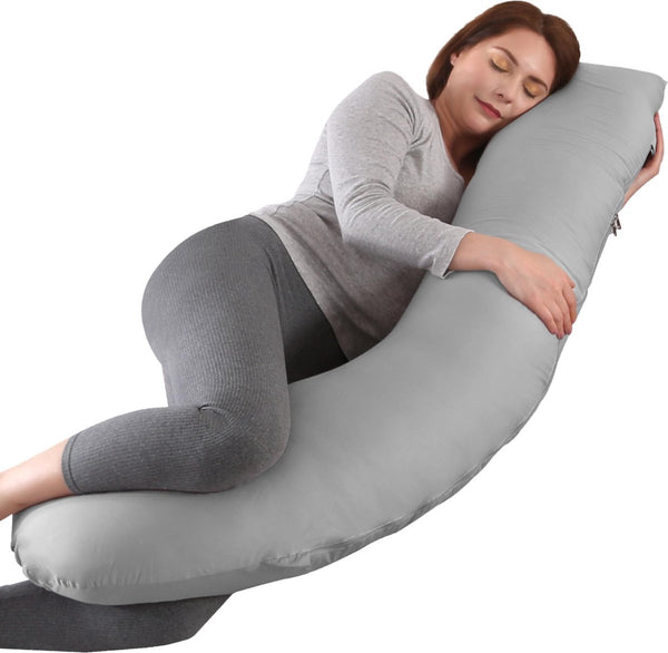 Litollo® pregnancy pillow (J -shape) - Side sleep cushion - Feeding pillow - Body pillow - Body Pillow - 145cm - Detachable cover - Blau