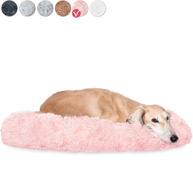 Snoozle Donut dog basket - Soft and luxurious dog cushion - Washable - Fluffy - Dog Baskets - 80cm - Pink