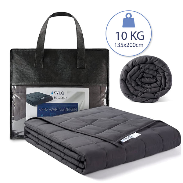 SYLQ verzwaringsdeken - 10 kg - 300 vakjes (10x10cm) - 12 lusjes - ultieme gewichtsverdeling - 150 x 200 cm