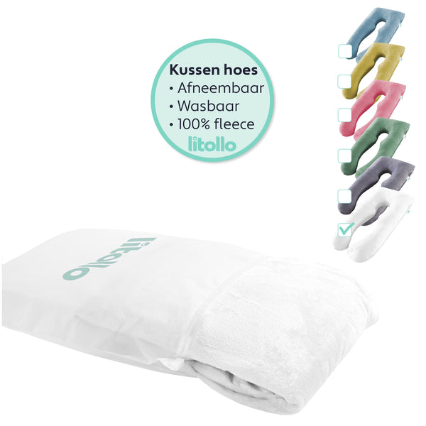 Litollo® pregnancy pillow cover XXL 280cm - Soft Coral Fleece fabric - White