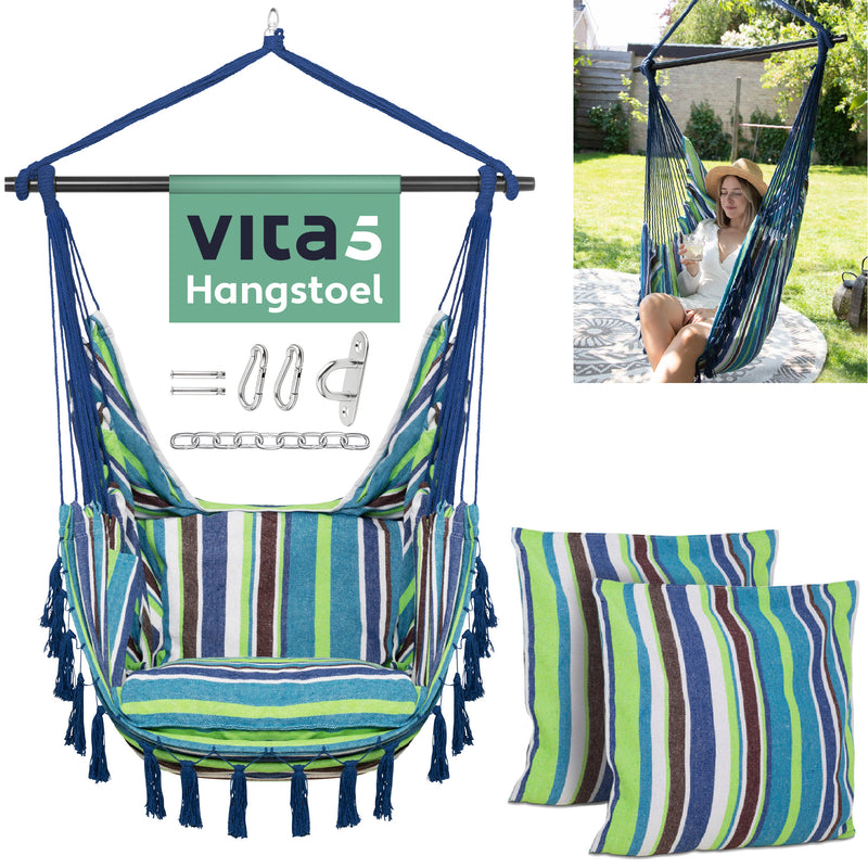 Vita5 XXL Hanging chair - Blue/Green/White