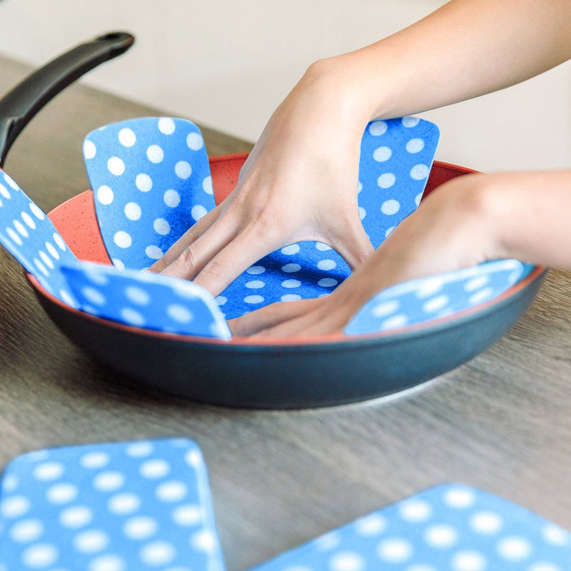 Chefarone Pannenbeschermers XXL - Tussenleggers Pannen en Potten - Beschermingsmatten - Wasmachinebestendig - Vilt - 5-delig - Blauw Wit