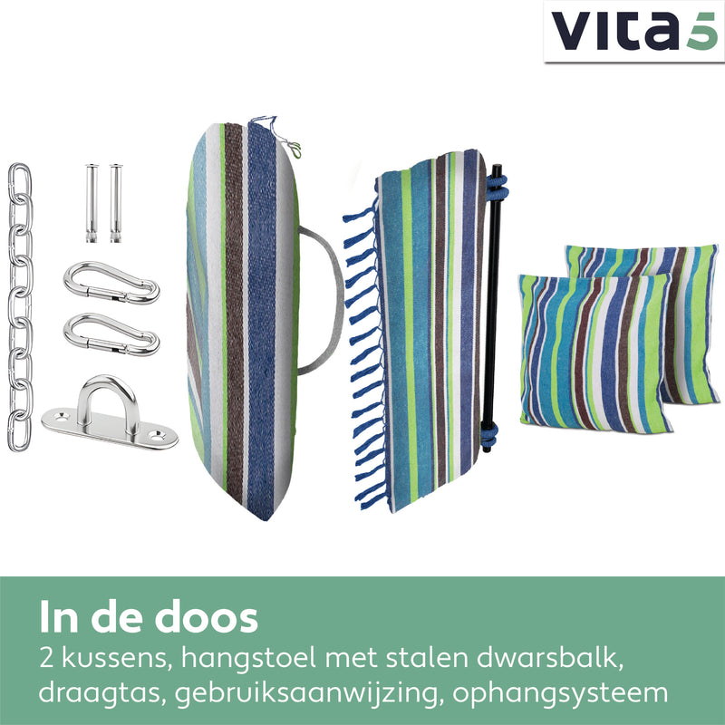 Vita5 XXL Hanging chair - Blue/Green/White