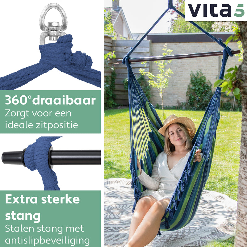 Vita5 XXL Hangstoel Binnen & Buiten - Blauw/Groen