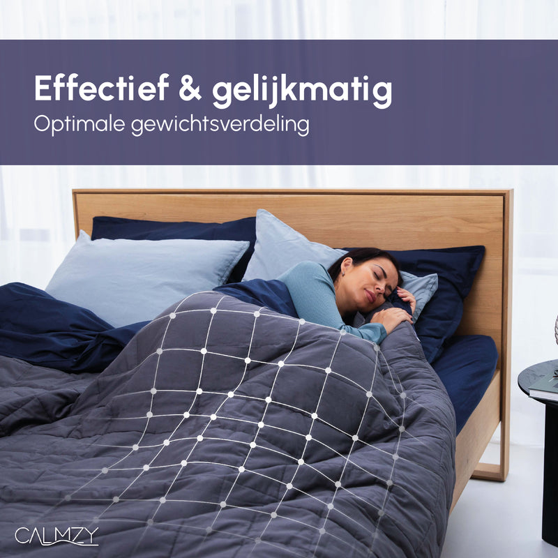 Calmzy Verzwaringsdeken 10kg - Weighted blanket 150x200 cm - Zwaartedeken eenpersoons - Verzwaringsdekens te gebruiken met eigen dekbedovertrek - Verzwaarde deken 1 persoons - Gewichtsdeken