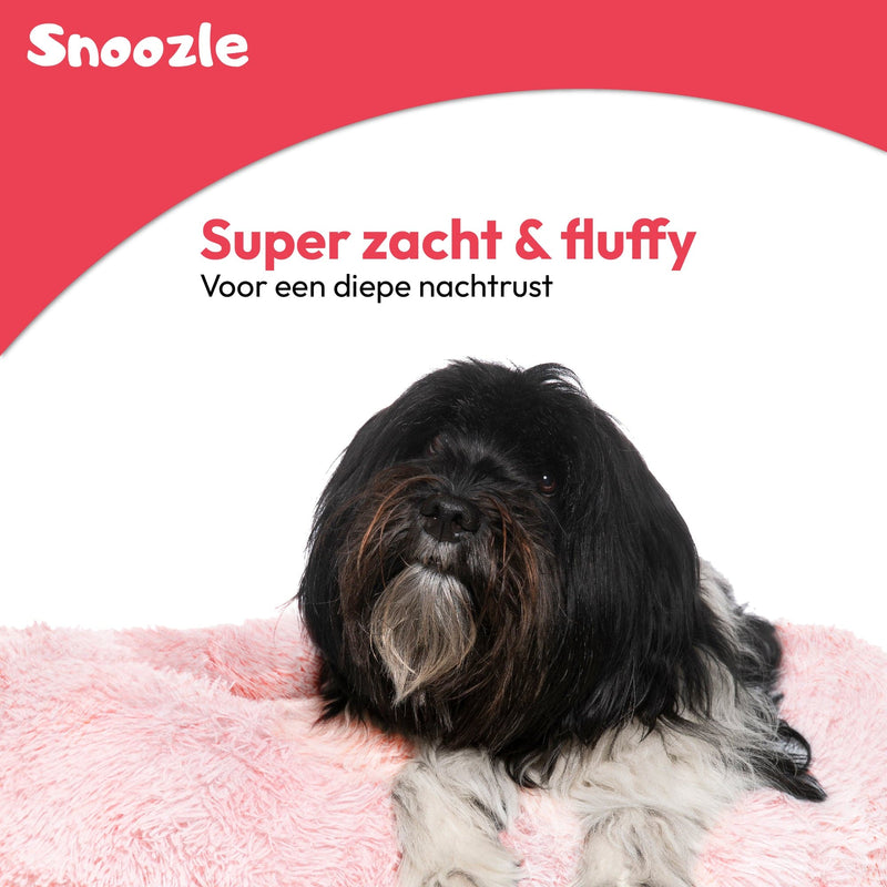 Snoozle Donut dog basket - Soft and luxurious dog cushion - Washable - Fluffy - Dog Baskets - 80cm - Pink