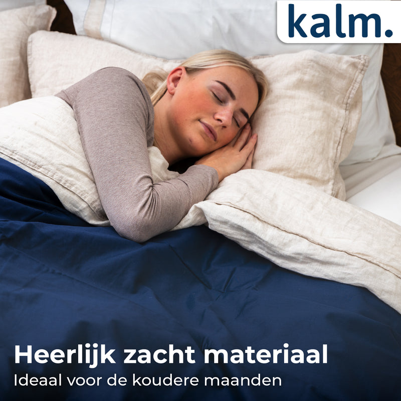 Kalm 4-Seizoens Duvet cover 2 Persoons - Verzwaringsdeken hoes - 200x220 cm - Luchtig & Ademend - Wit & Navy Blauw