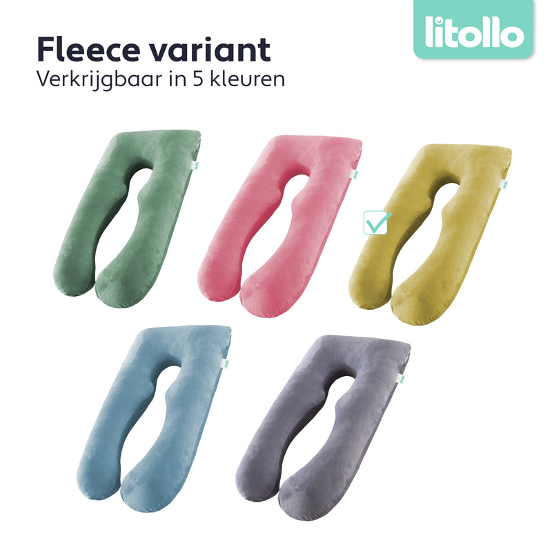 Litollo® Zwangerschapskussen hoes XXL 280cm - Zachte coral fleece stof - Okergeel