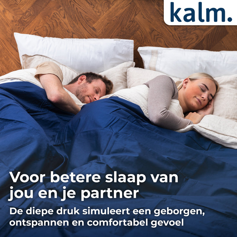 Kalm 4-Seizoens Duvet cover 2 Persoons - Verzwaringsdeken hoes - 200x220 cm - Luchtig & Ademend - Wit & Navy Blauw