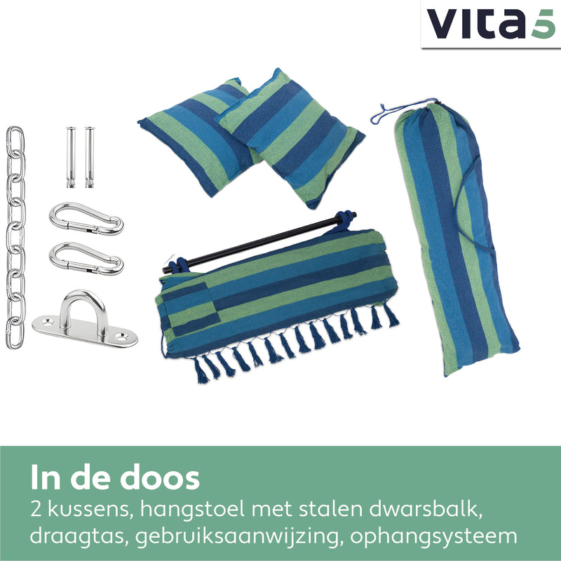 Vita5 XXL Hangstoel Binnen & Buiten - Blauw/Groen