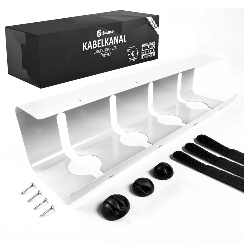 Stilemo Kabelgoot Bureau - Kabelhouder 43 CM - Kabel Organizer 5 KG Draagkracht - Wit