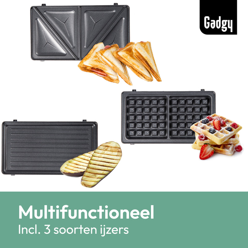 Gadgy Tosti - Wafelijzer - Gril - 3 in 1